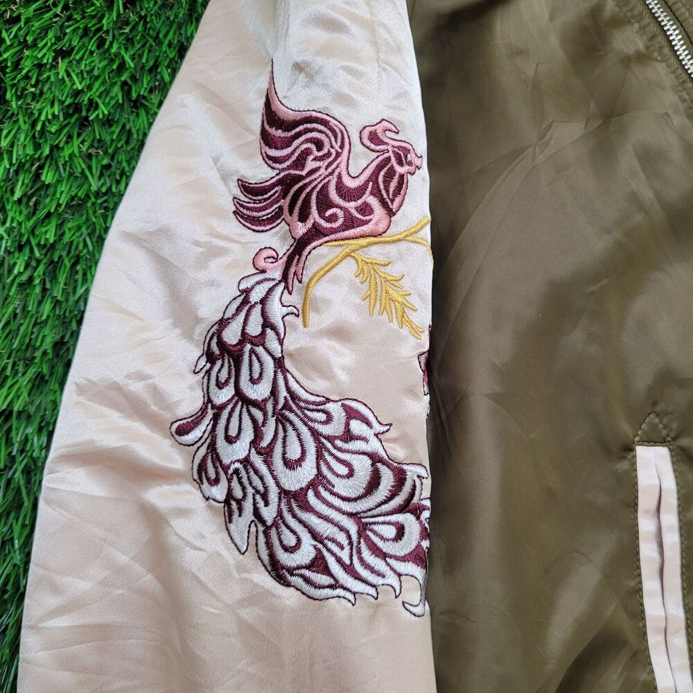 Phoenix Bomber Jacket M/L 21x21 Taupe Boxy Colorblock - Picture 11 of 13